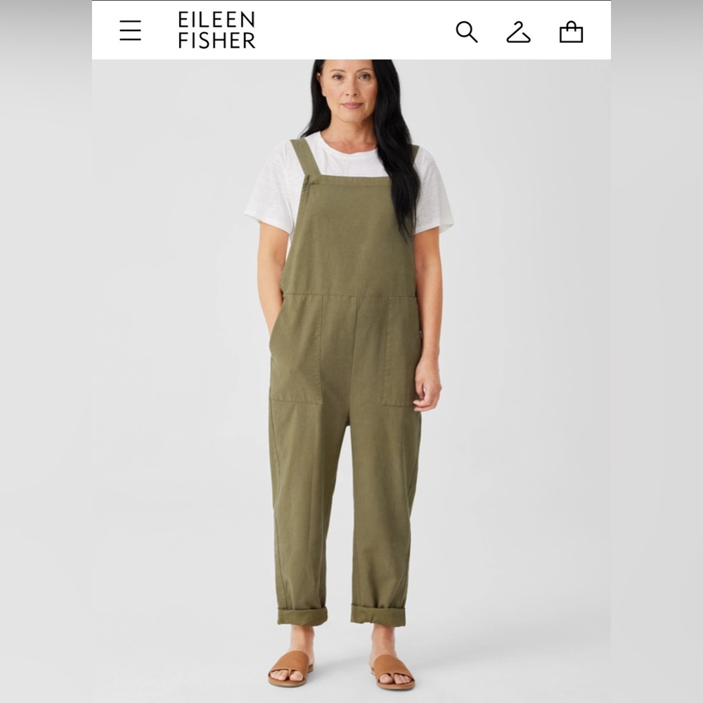 Eileen Fisher Olive Green Overalls